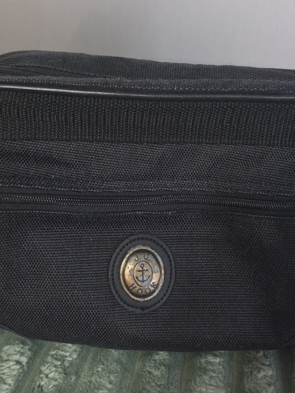 Black JG HOOK Men's Crossbody Bag with Anchor Emblem